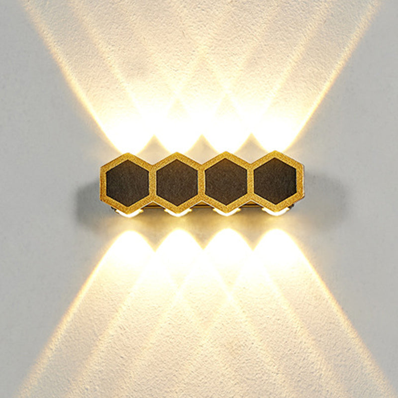 Gold & Black Modern Wall Flush Mount Honeycomb Shape Metal Wall Light