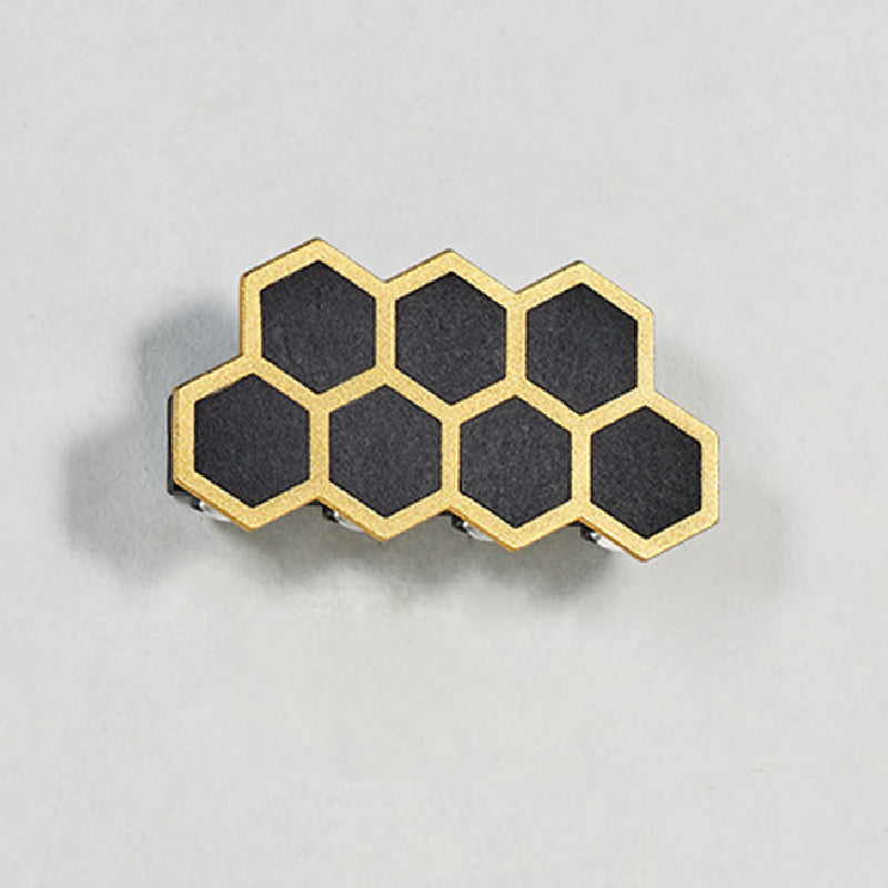 Gold & Black Modern Wall Flush Mount Honeycomb Shape Metal Wall Light