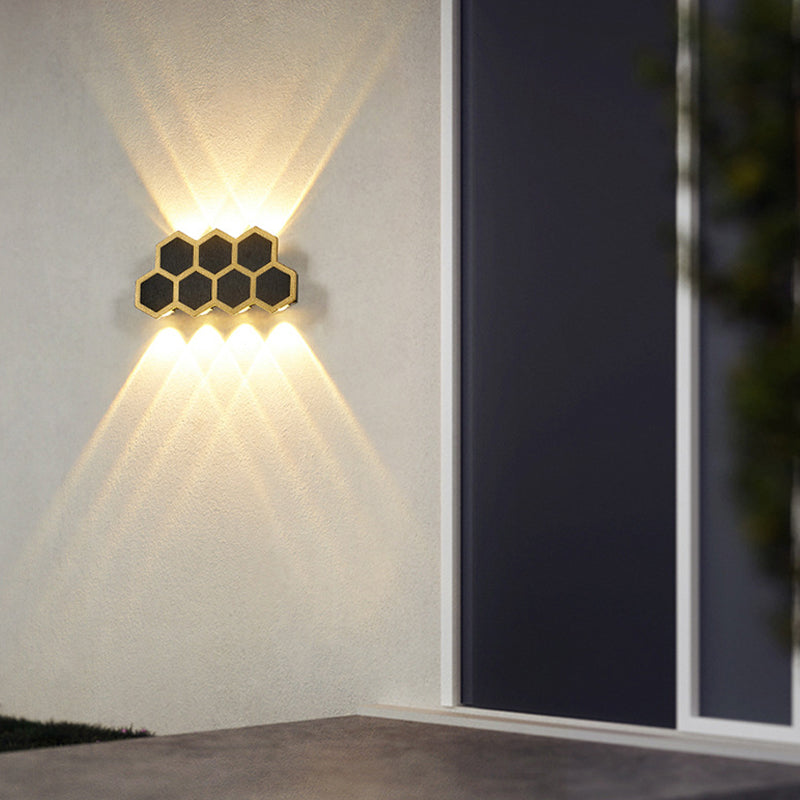 Gold & Black Modern Wall Flush Mount Honeycomb Shape Metal Wall Light