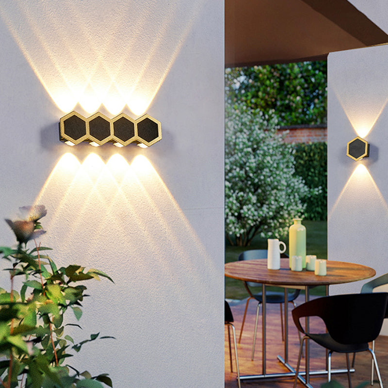 Gold & Black Modern Wall Flush Mount Honeycomb Shape Metal Wall Light