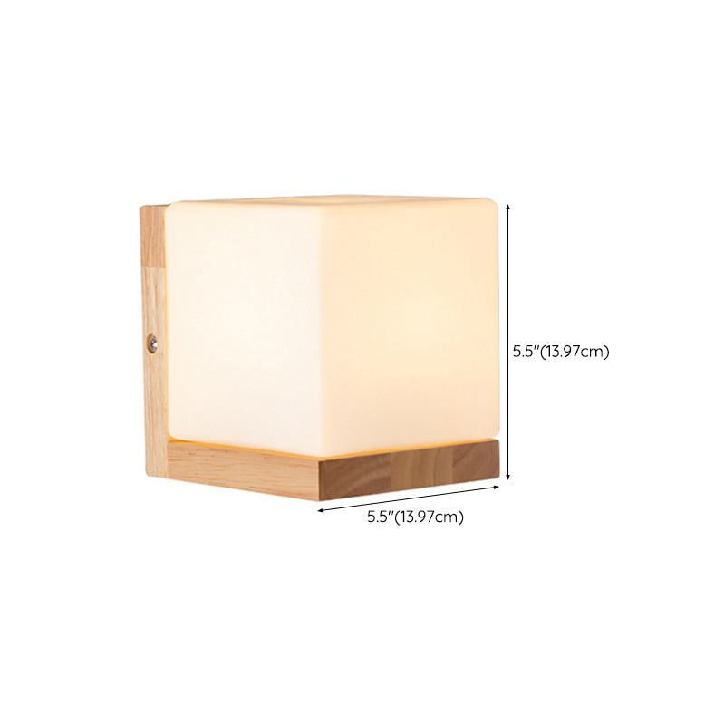 Modern Style Square Shape Wall Light Wood 1 Light Sconces for Bedroom