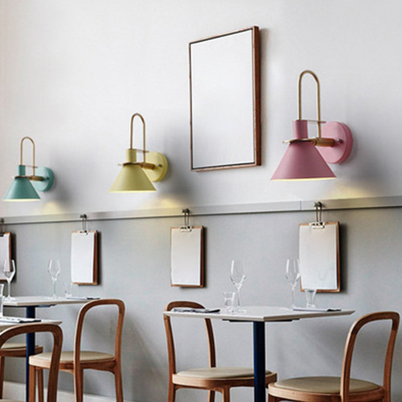 Metal Cone Shape Sconce Light Modern-Style 1 Light Wall Light Fixture