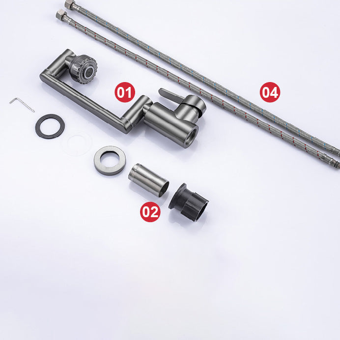 Contemporary Centerset Faucet Lever Handles Low Arc Stainless Steel Faucet