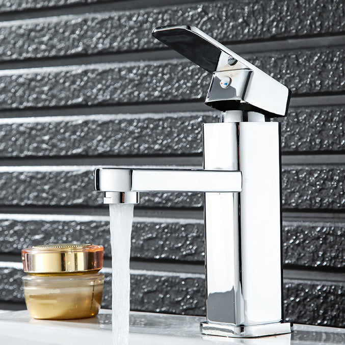 Cubic Vessel Sink Faucet Simple Low Arc Bathroom Faucet with 1 Hole