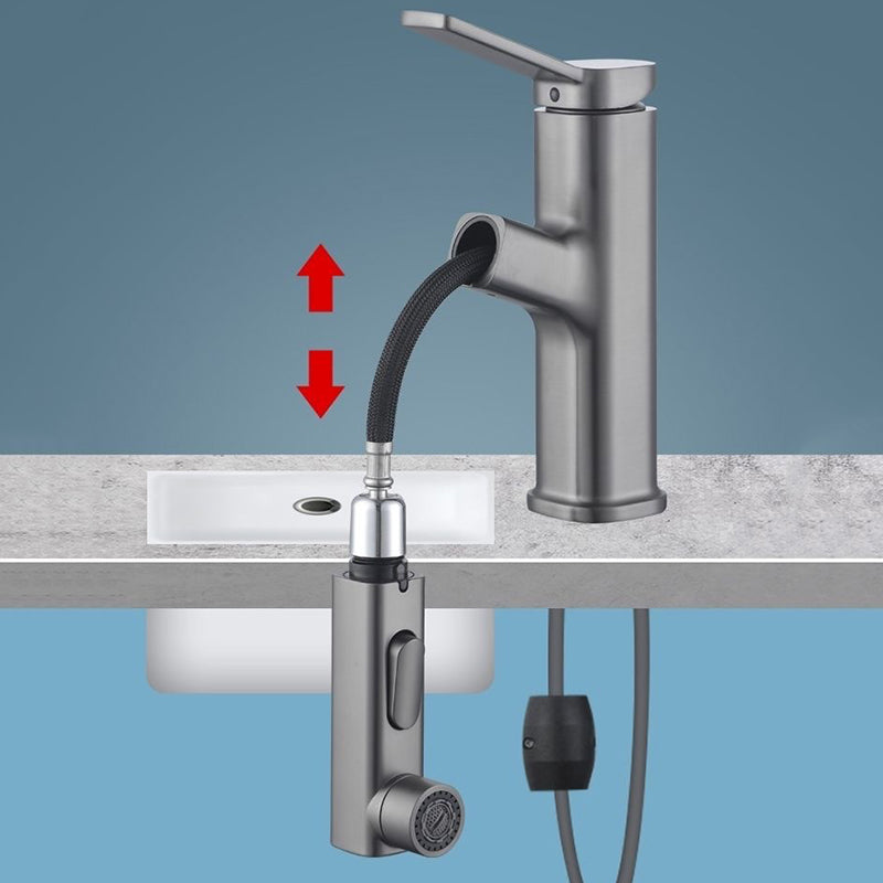 Modern Sink Faucet Pure Color Low Arc Metal Bathroom Sink Faucet