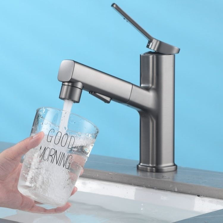 Modern Sink Faucet Pure Color Low Arc Metal Bathroom Sink Faucet