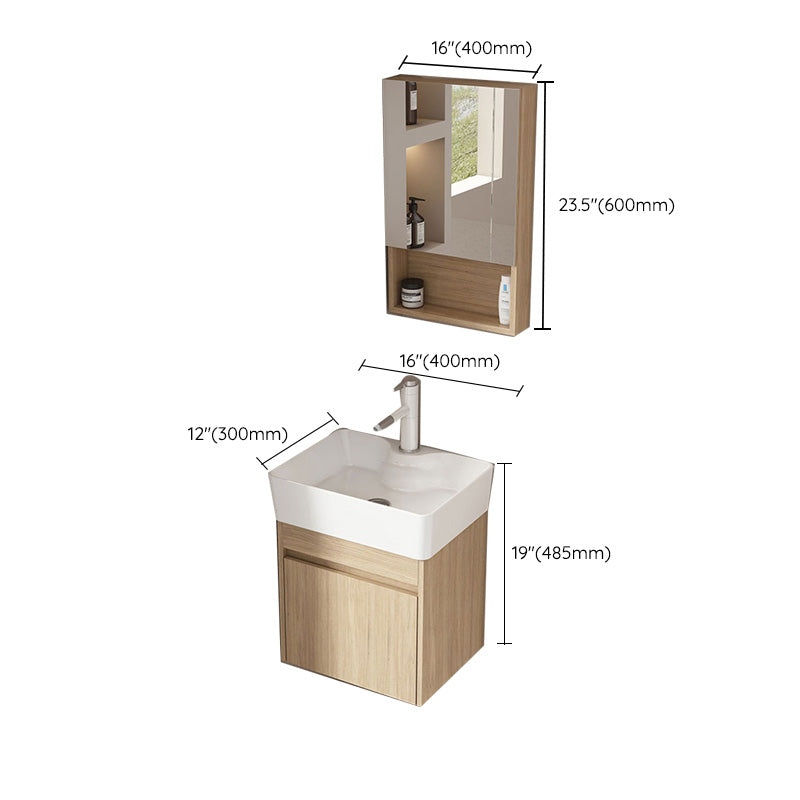 Basic Wooden Sink Vanity Wall-Mounted Vanity Cabinet with Mirror Cabinet