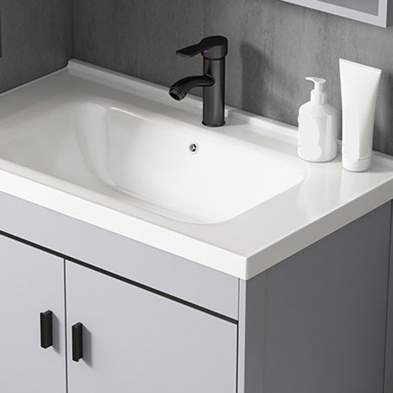 Contemporary Sink Vanity Freestanding Mirror Cabinet Open Console with Sink Set