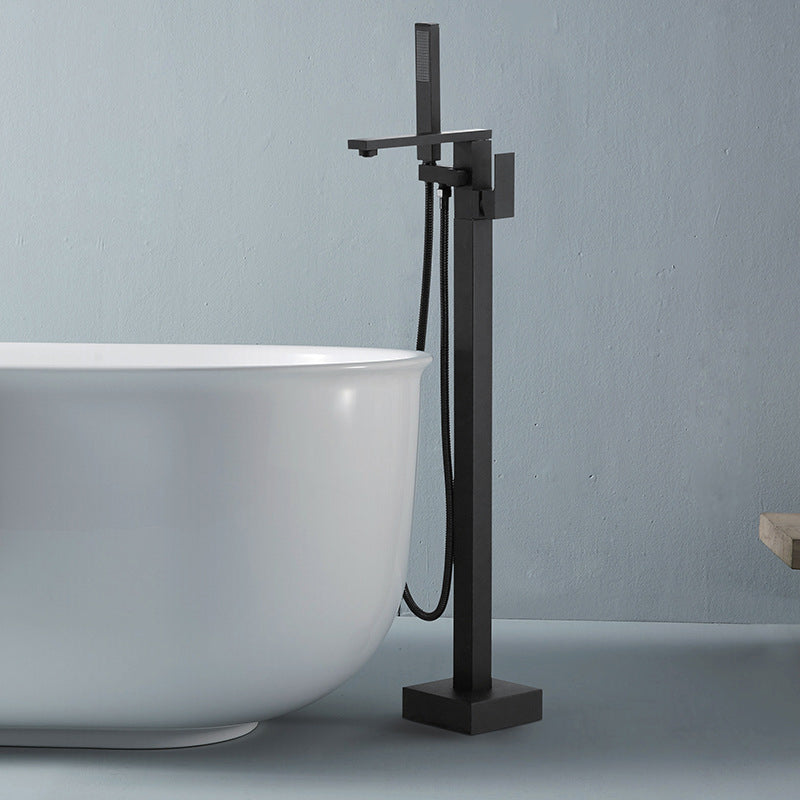 Floor Mounted Metal Freestanding Tub Filler Swivel Freestanding Faucet with Hose