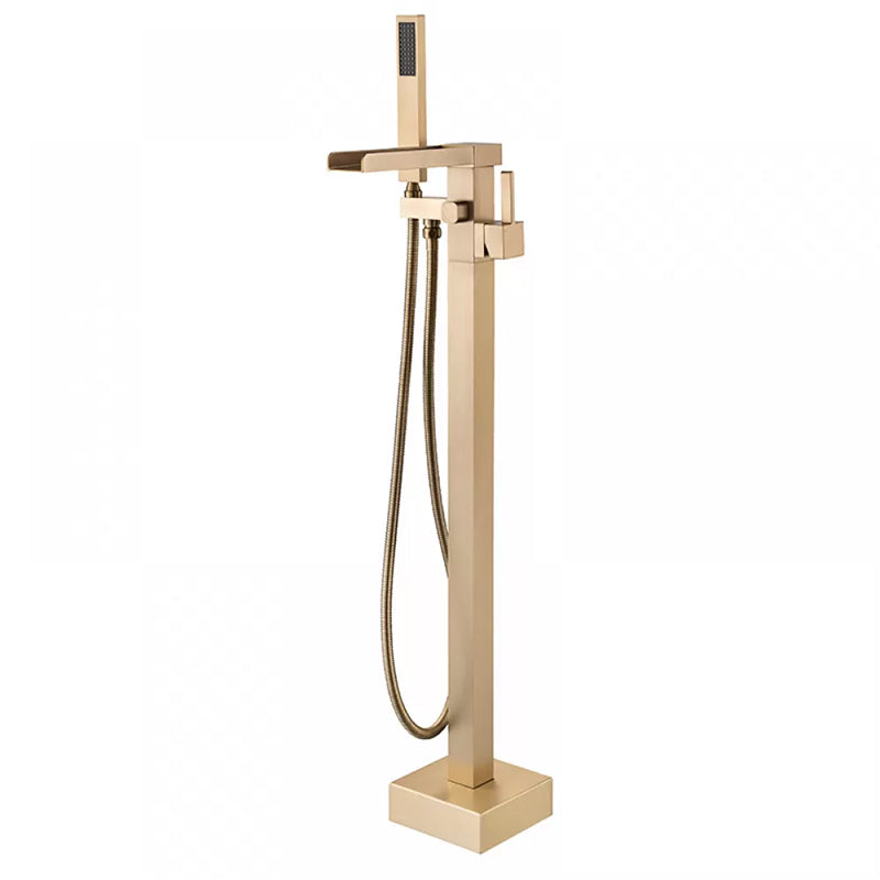 Floor Mounted Metal Freestanding Tub Filler Swivel Freestanding Faucet with Hose