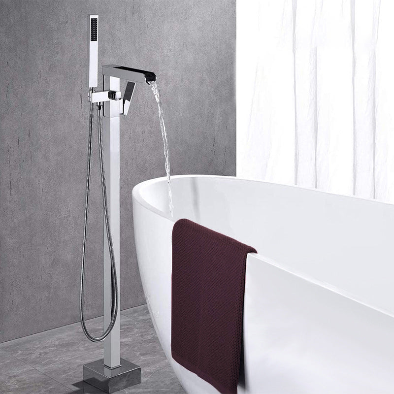 Floor Mounted Metal Freestanding Tub Filler Swivel Freestanding Faucet with Hose