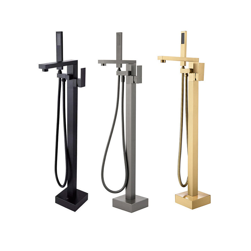 Floor Mounted Metal Freestanding Tub Filler Swivel Freestanding Faucet with Hose