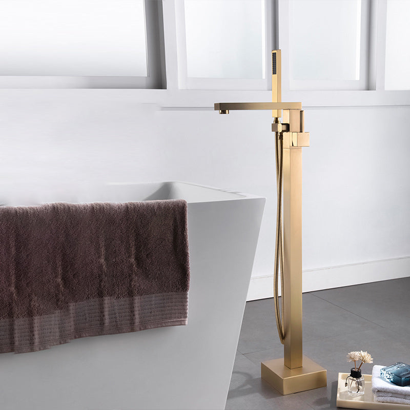 Floor Mounted Metal Freestanding Tub Filler Swivel Freestanding Tub Filler Trim in Gold