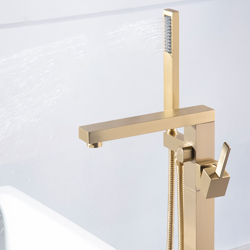 Floor Mounted Metal Freestanding Tub Filler Swivel Freestanding Tub Filler Trim in Gold