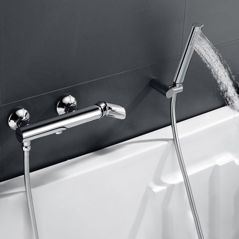 Contemporary Wall Mounted Copper Freestanding Tub Filler Single Handle Faucet
