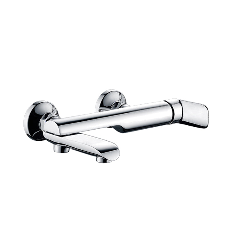 Contemporary Wall Mounted Copper Freestanding Tub Filler Single Handle Faucet