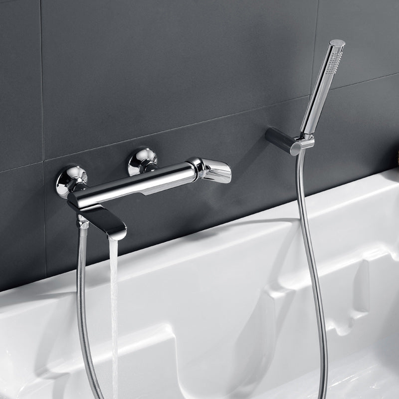 Contemporary Wall Mounted Copper Freestanding Tub Filler Single Handle Faucet