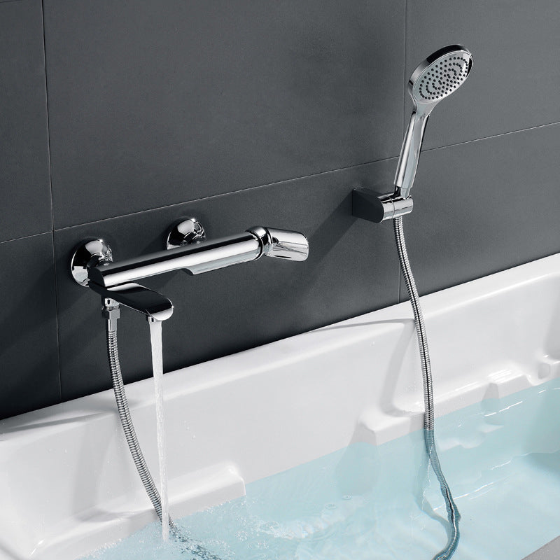 Contemporary Wall Mounted Copper Freestanding Tub Filler Single Handle Faucet