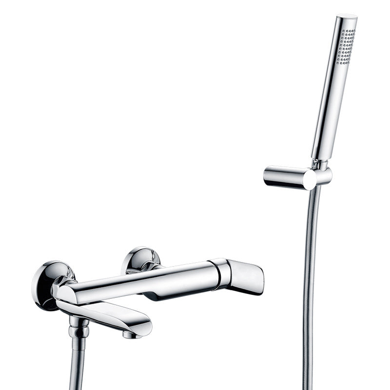 Contemporary Wall Mounted Copper Freestanding Tub Filler Single Handle Faucet