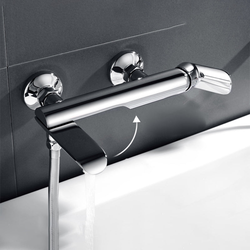 Contemporary Wall Mounted Copper Freestanding Tub Filler Single Handle Faucet
