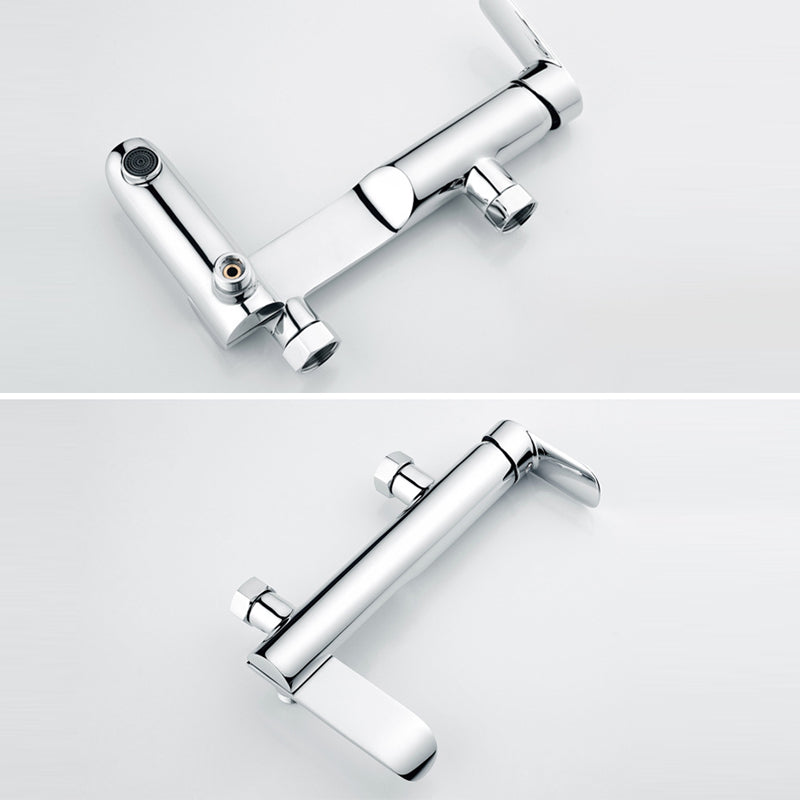 Contemporary Wall Mounted Copper Freestanding Tub Filler Single Handle Faucet