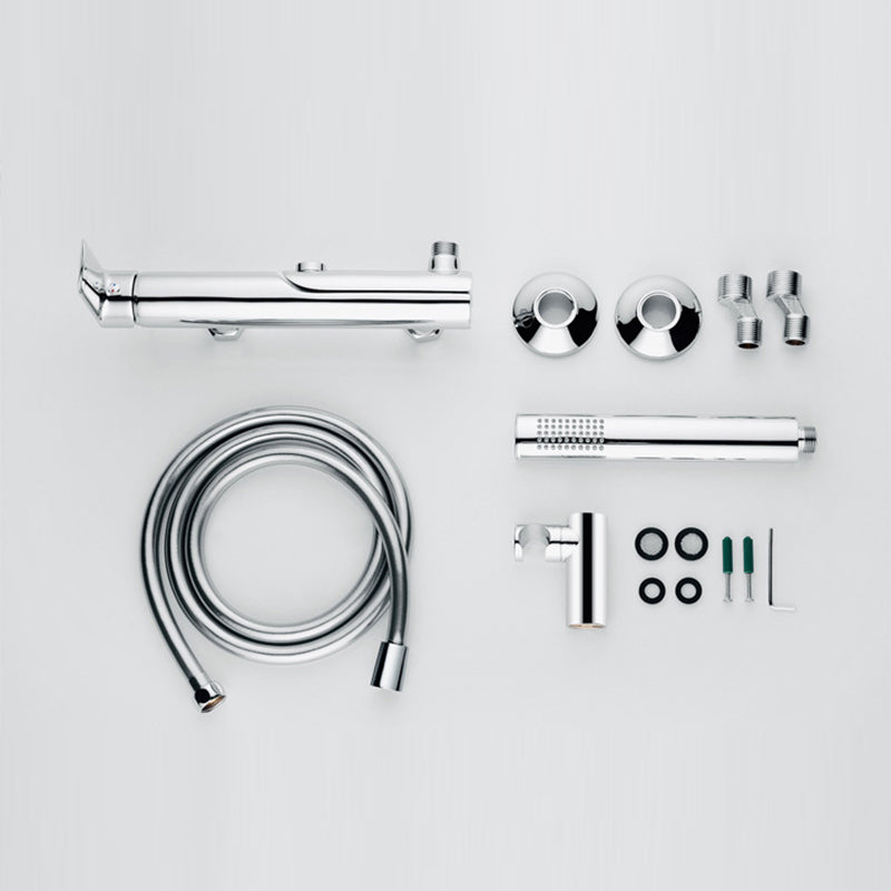 Contemporary Wall Mounted Copper Freestanding Tub Filler Single Handle Faucet