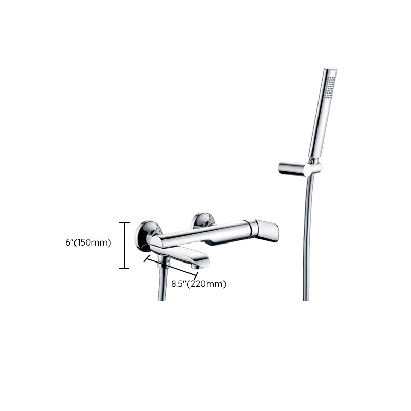 Contemporary Wall Mounted Copper Freestanding Tub Filler Single Handle Faucet