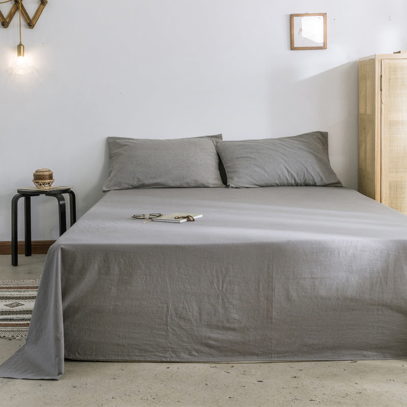 Solid Color Cotton Bed Sheet Home Bedroom Dormitory Simple Bed Sheet