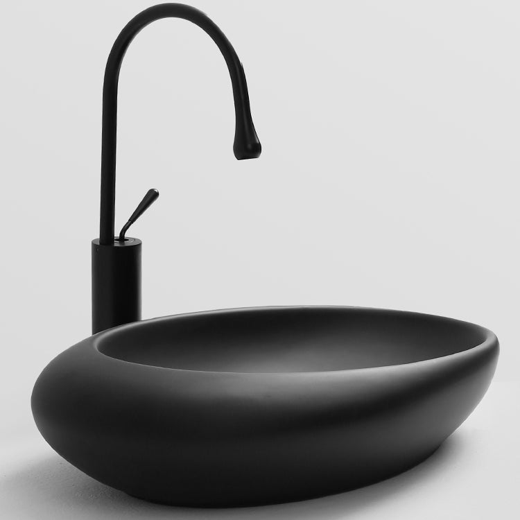 Modern Vessel Bathroom Sink Porcelain Specialty with Pop-Up Drain Wash Stand