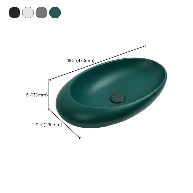 Modern Vessel Bathroom Sink Porcelain Specialty with Pop-Up Drain Wash Stand
