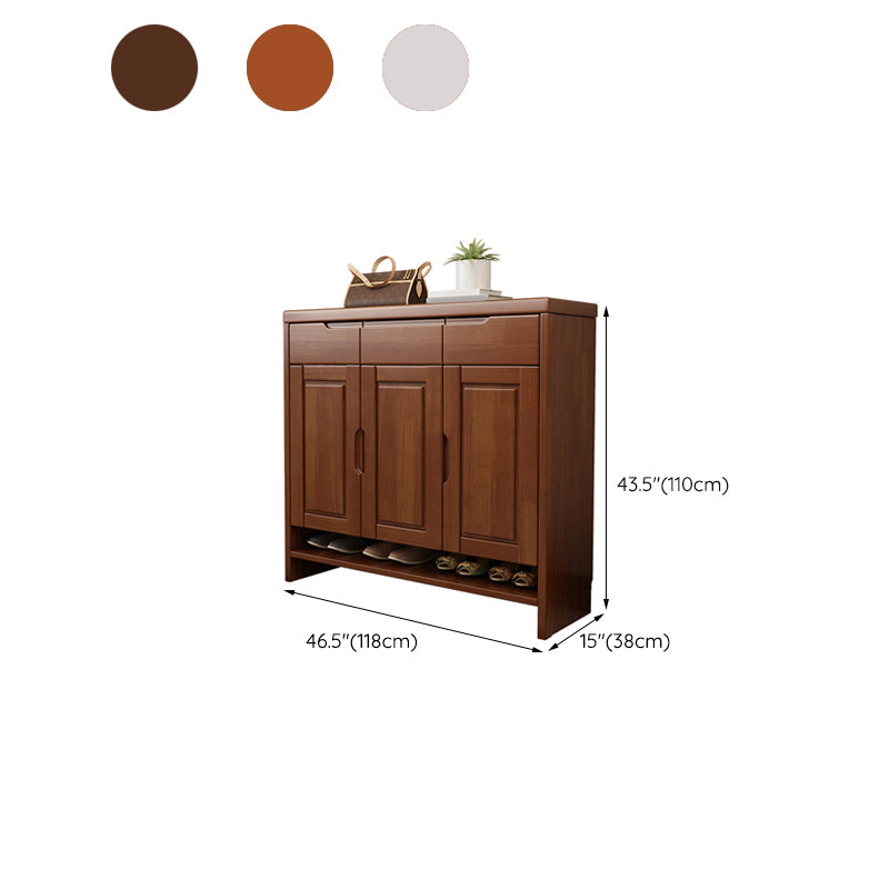 Mid-Century Modern Accent Cabinet Rubberwood 3 - Drawer With Doors Cabinet