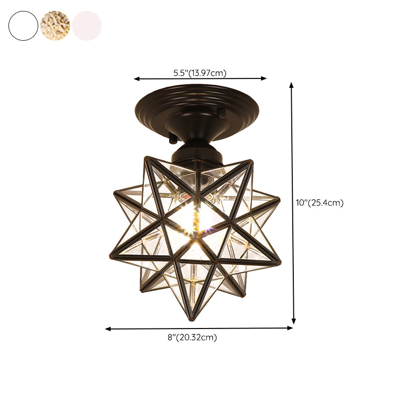 1-Light Ceiling Light Modern Ceiling Mount Light with Glass Shade for Living Room