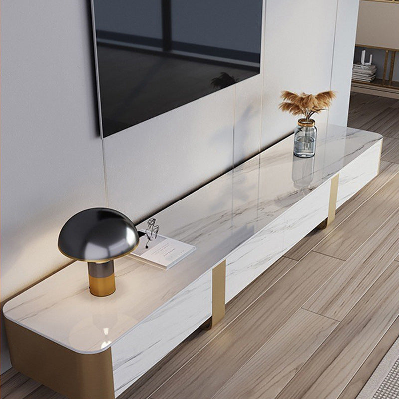 Contemporary Stone TV Console Enclosed Storage TV Stand Console for Living Room