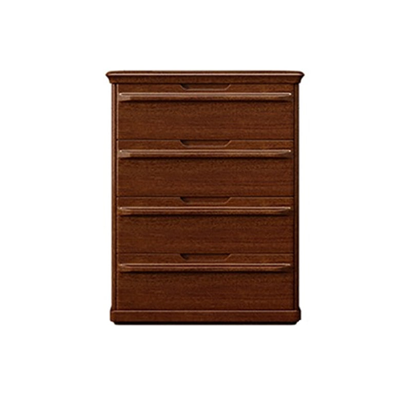 Contemporary Walnut Wood Storage Chest Vertical Chest in Brown with Drawers