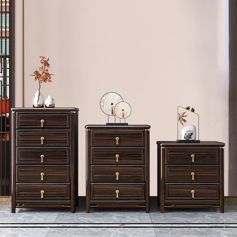 Glam Solid Wood Storage Chest Home Chest in Brown with Drawers