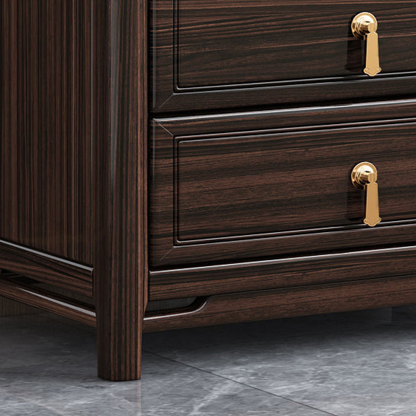 Glam Solid Wood Storage Chest Home Chest in Brown with Drawers