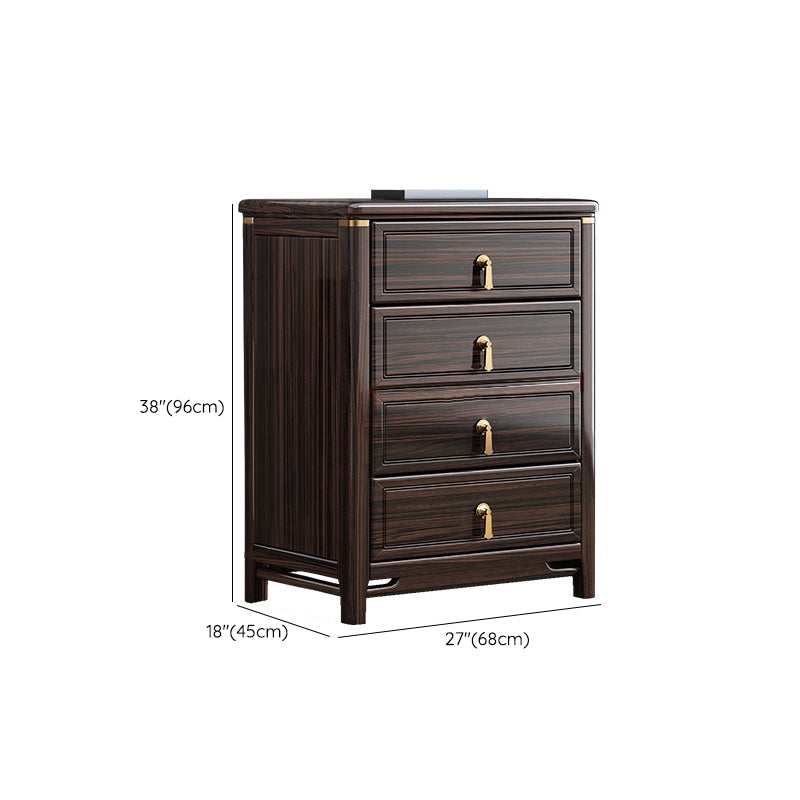 Glam Solid Wood Storage Chest Home Chest in Brown with Drawers