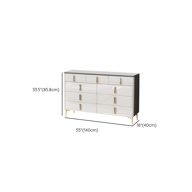 Stone Glam Storage Chest Bedroom White Chest with Metal Legs