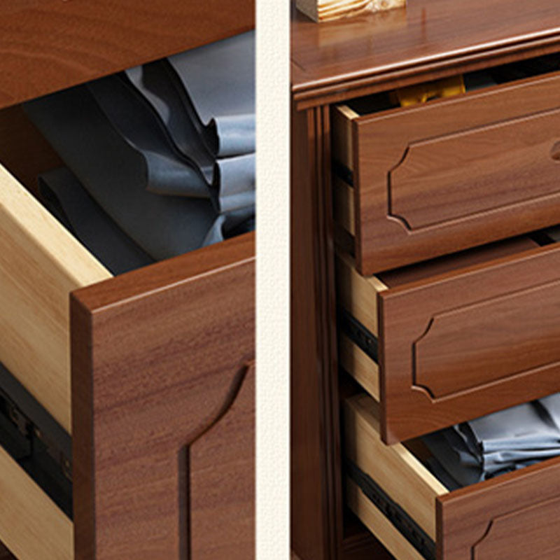 Rubber Wood Contemporary Storage Chest Bedroom Chest in Brown with Drawers