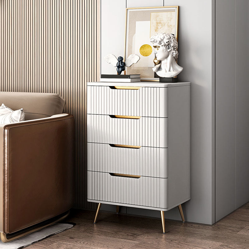 Glam Vertical Stone Storage Chest Bedroom White Chest with Drawers
