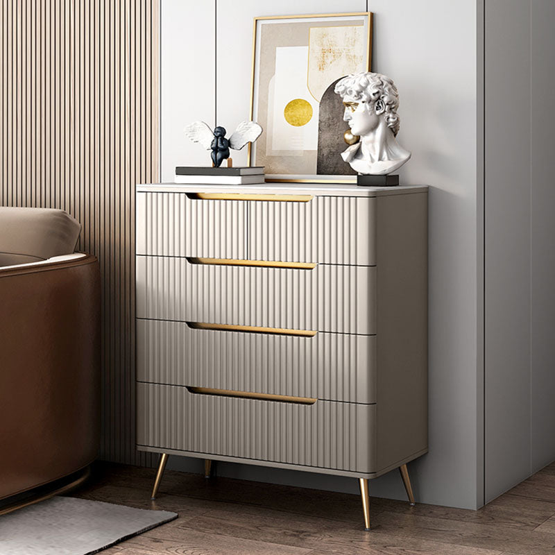 Glam Vertical Stone Storage Chest Bedroom White Chest with Drawers