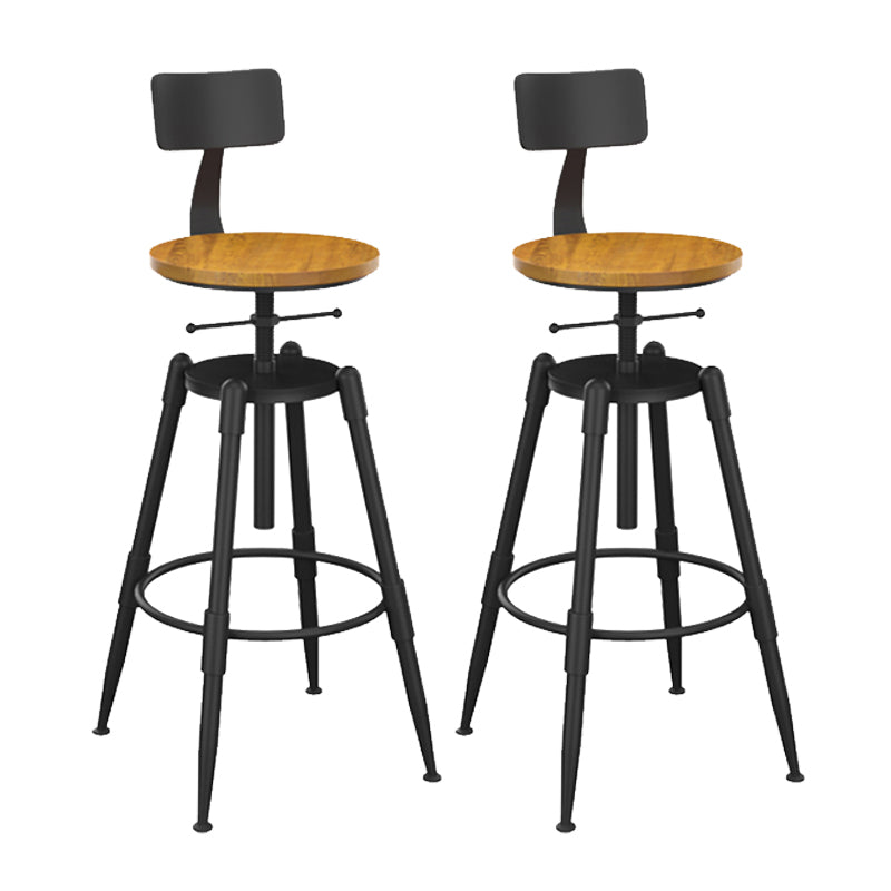 Metal Adjustable Height Bar Stool Contemporary Round Seat in Black