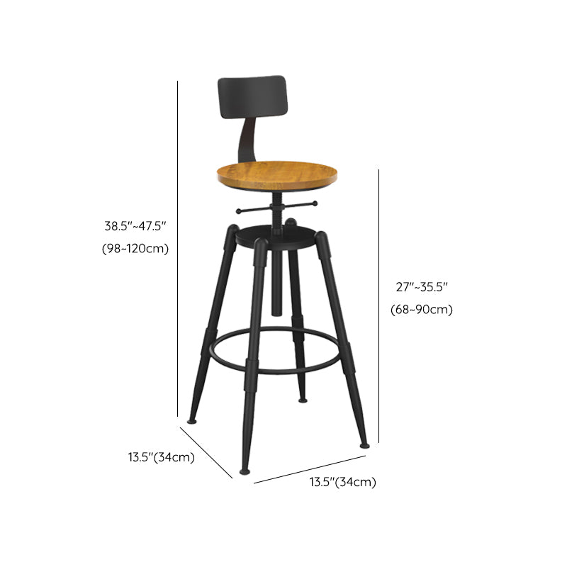 Metal Adjustable Height Bar Stool Contemporary Round Seat in Black