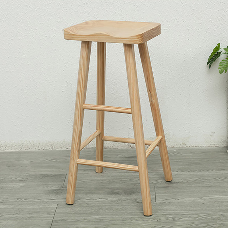 Industrial Solid Wood Counter Stool Armless Bar Stool for Living Room