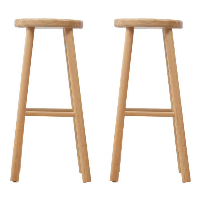 Industrial Solid Wood Counter Stool Armless Bar Stool for Living Room