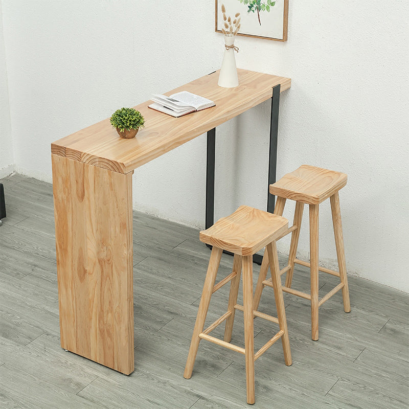Industrial Solid Wood Counter Stool Armless Bar Stool for Living Room