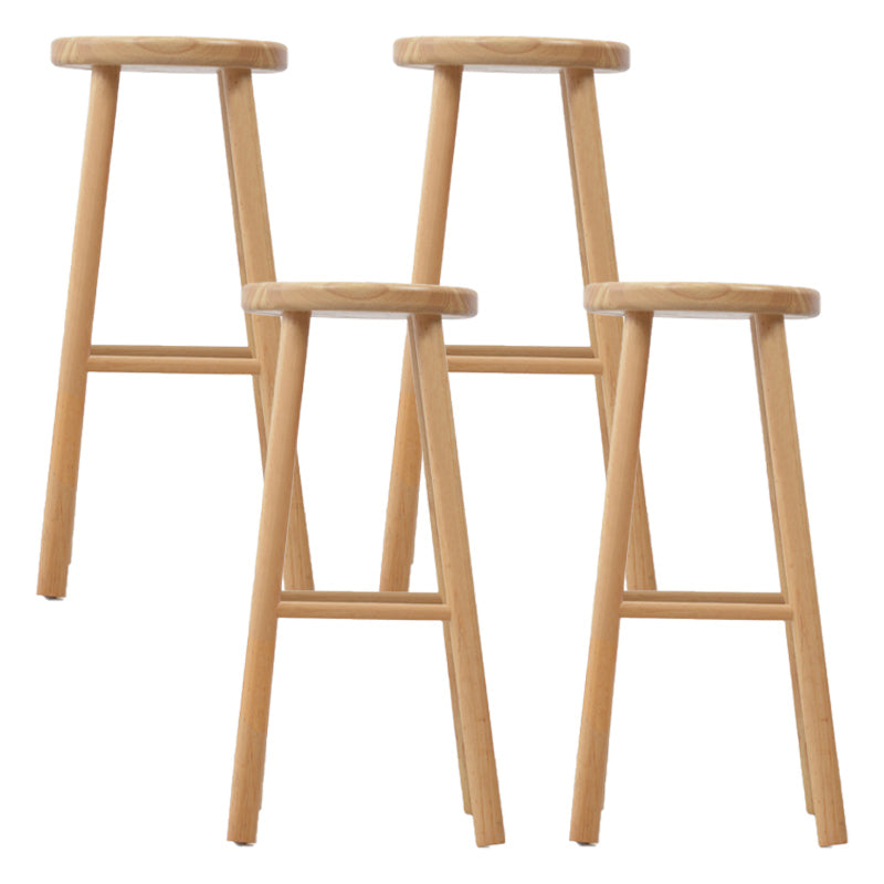Industrial Solid Wood Counter Stool Armless Bar Stool for Living Room