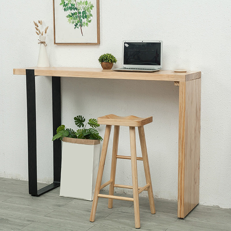 Industrial Solid Wood Counter Stool Armless Bar Stool for Living Room