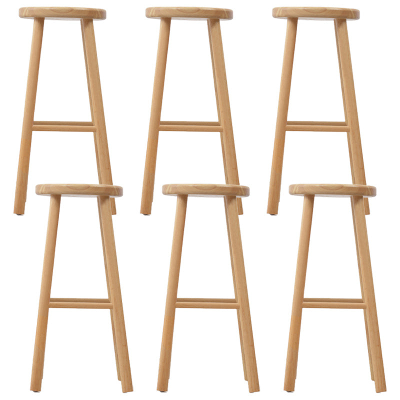 Industrial Solid Wood Counter Stool Armless Bar Stool for Living Room