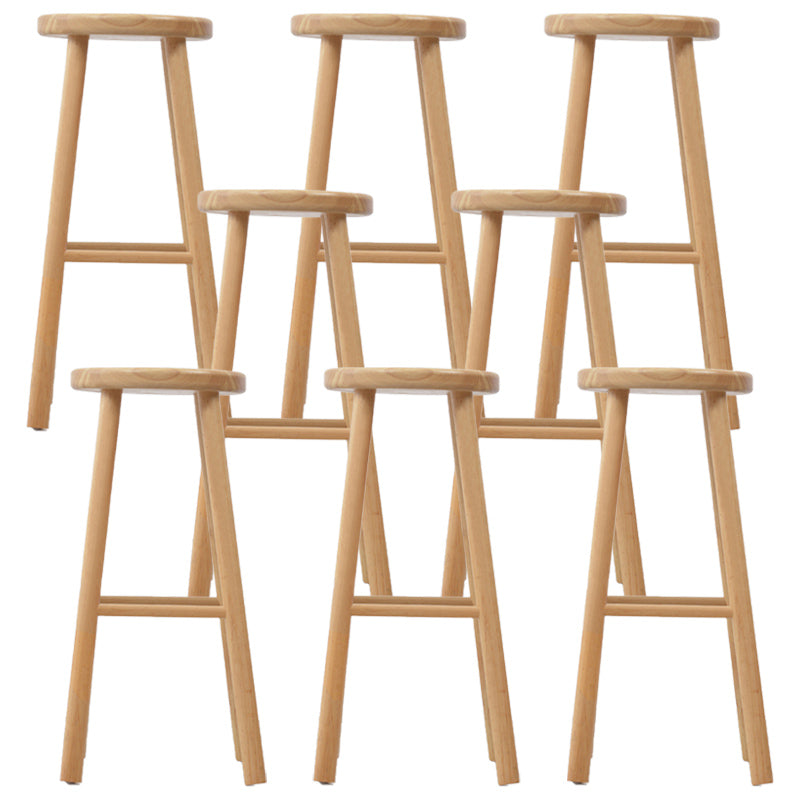 Industrial Solid Wood Counter Stool Armless Bar Stool for Living Room